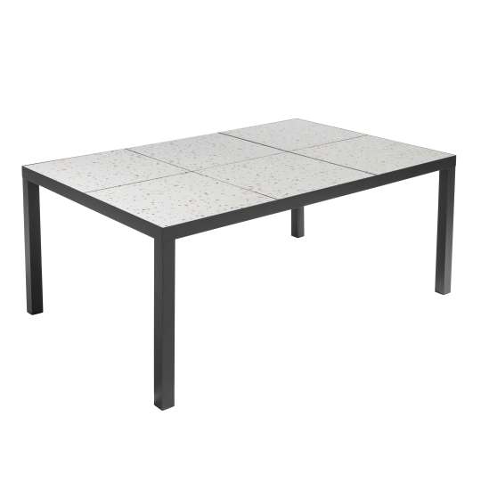 Table de jardin en aluminium et céramique effet terrazzo 10 personnes 182x121 cm | Oviala