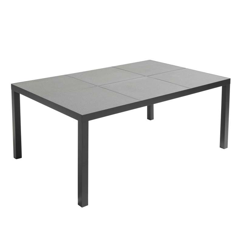 Table de jardin plateau en céramique effet béton ciré (182 x 121 x 74 cm)