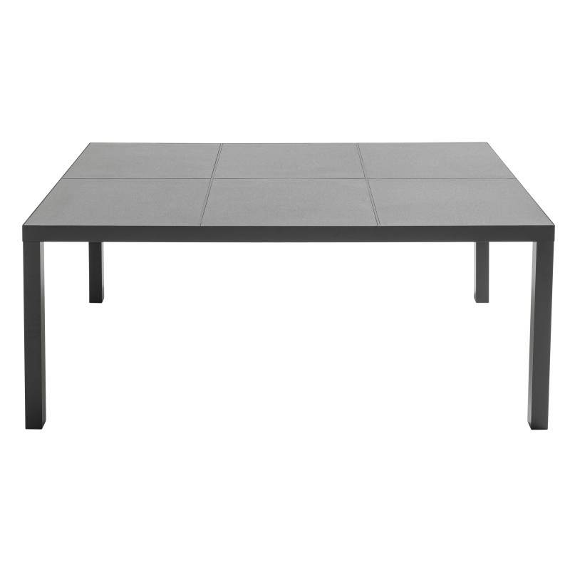 Table de jardin plateau en céramique effet béton ciré (182 x 121 x 74 cm)