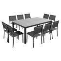 Table de jardin 182 x 121 cm avec plateau en céramique motif Fabric et 10 chaises