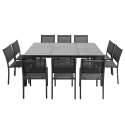 Table de jardin rectangulaire en céramique 182 x 121 cm et 10 chaises