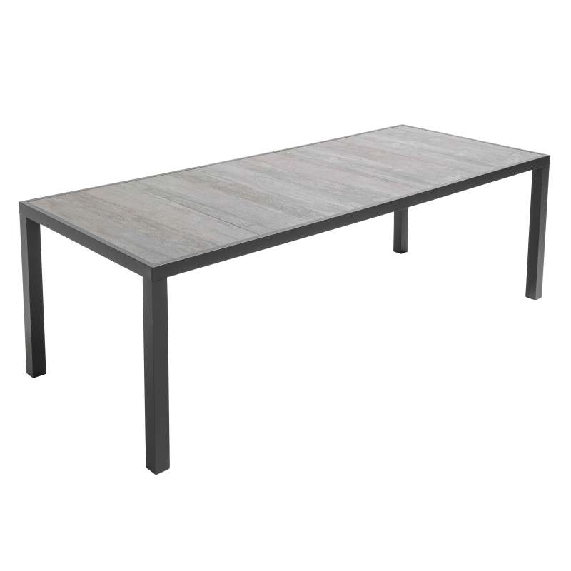 Table de jardin en céramique 10 places effet béton ciré