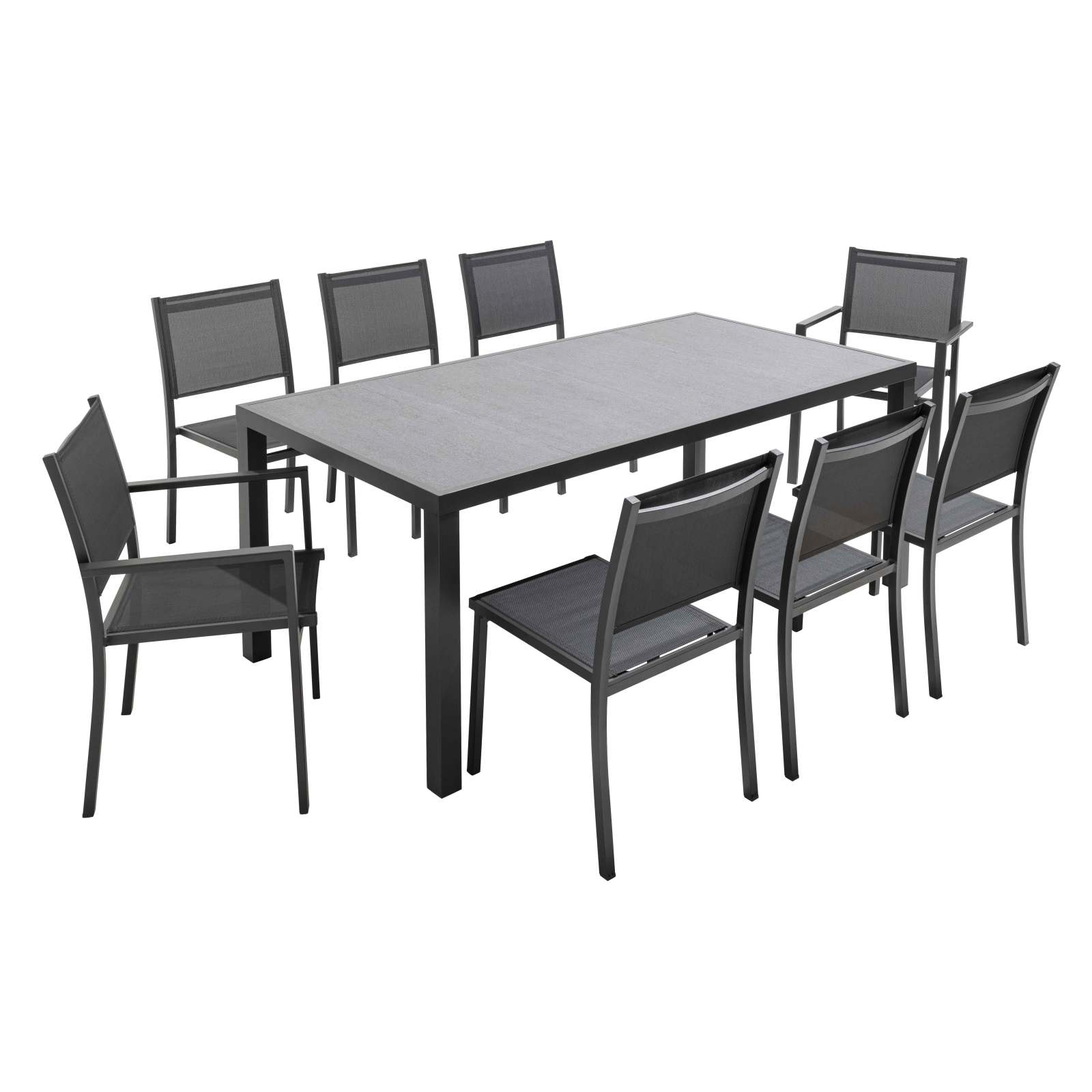 Table de jardin en céramique gris anthracite (185 x 95 x 74 cm)