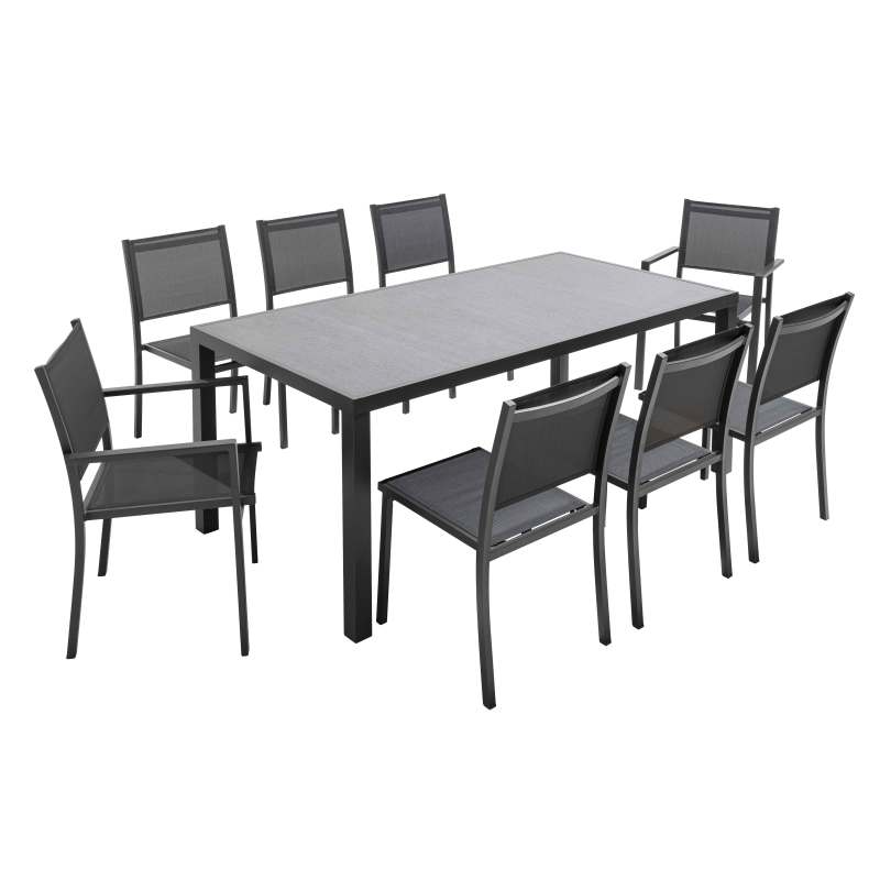 Table de jardin en céramique gris anthracite (185 x 95 x 74 cm)