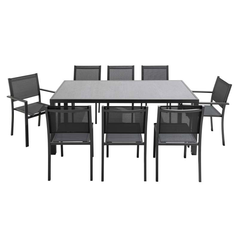 Table de jardin en céramique gris anthracite (185 x 95 x 74 cm)