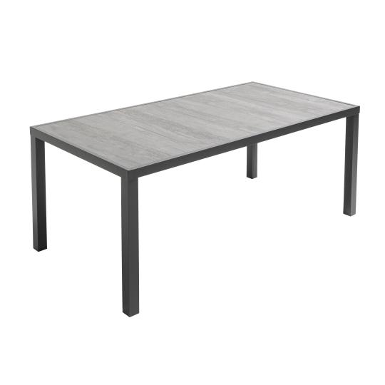 Table de jardin plateau en céramique effet béton (185 x 95 x 74 cm)