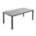 Table de jardin rectangulaire avec plateau en céramique effet béton ciré 185 x 95 cm, 6 chaises et 2 chaises avec accoudoirs