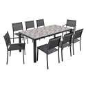 Table de jardin 8 places en aluminium et céramique motif Tilt