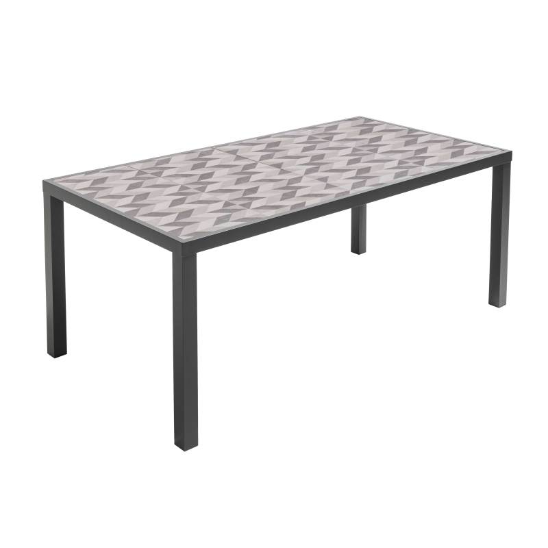 Table de jardin 8 places en aluminium et céramique motif Tilt