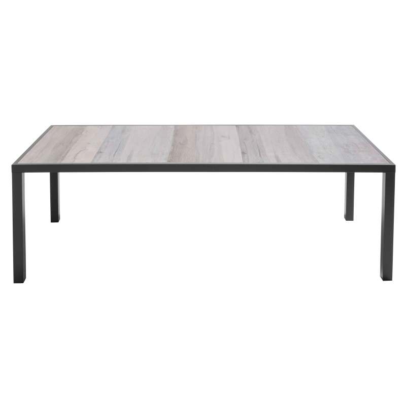 Table avec plateau en céramique effet bois grisé 10 personnes