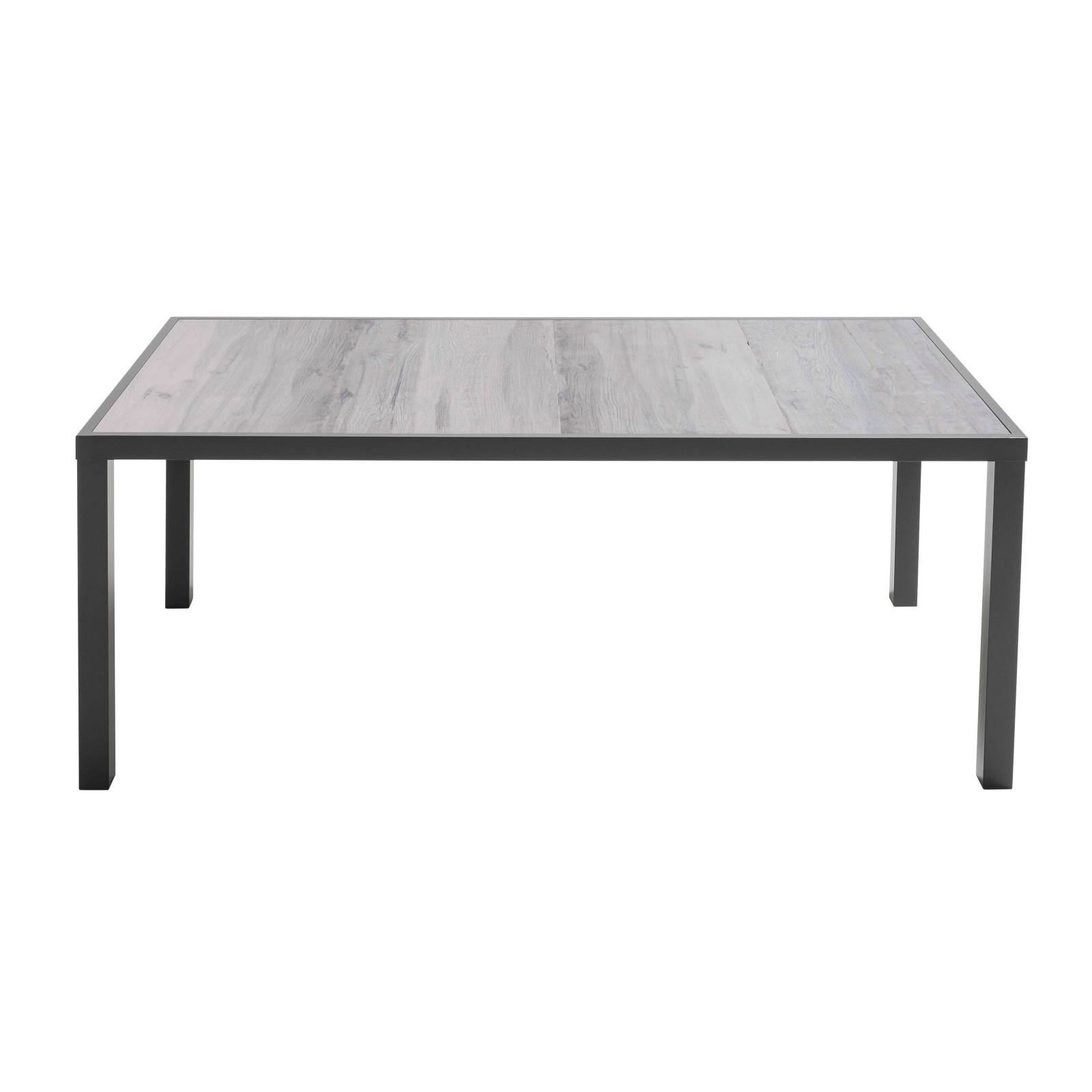 Table de jardin plateau en céramique effet bois grisé (185 x 95 x 74 cm)