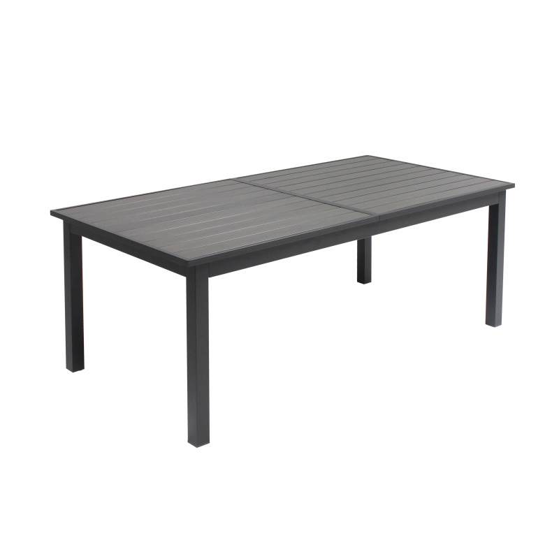 Table de jardin rectangulaire extensible en aluminium et polywood avec 8 chaises et 2 chaises avec accoudoirs