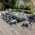 Table de jardin rectangulaire extensible en aluminium et polywood avec 8 chaises et 2 chaises avec accoudoirs