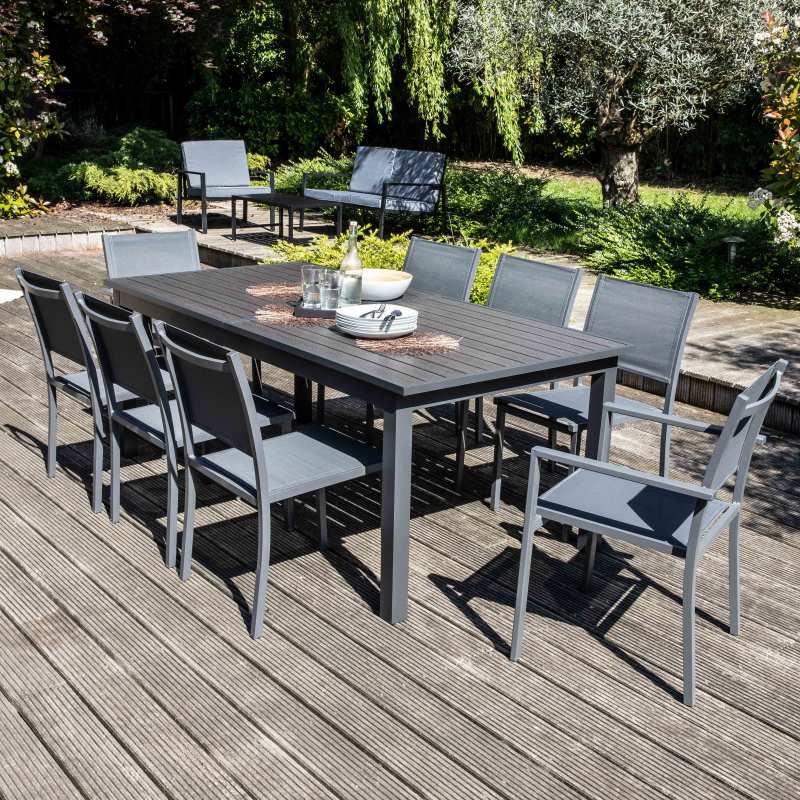 Table de jardin extensible aluminium et bois composite | Oviala