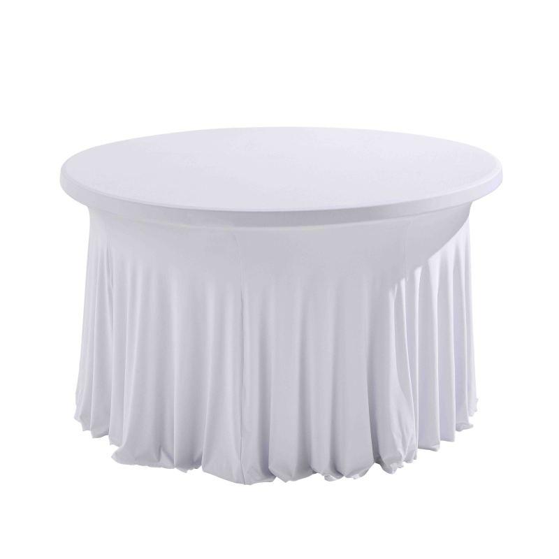 Housse élastique blanche pour table ronde 8 personnes diam.150cm