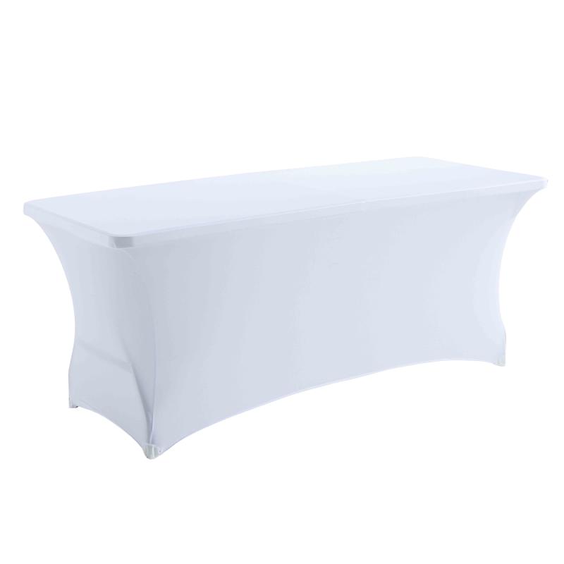 Housse élastique blanche pour table pliante 8 personnes 180cm