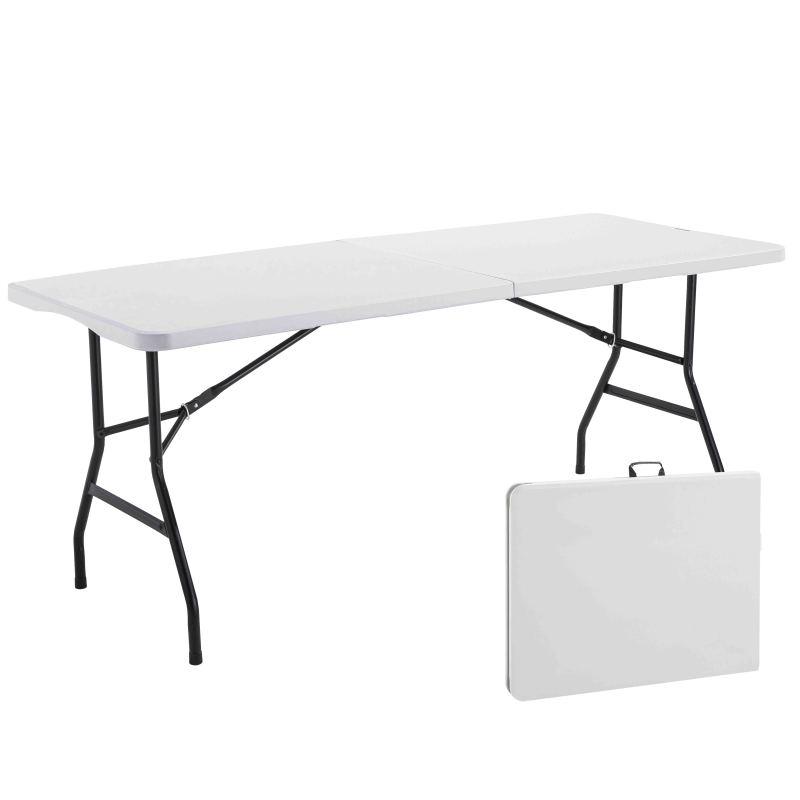 Table pliante en PEHD blanc anti U.V 8 places avec structure en acier