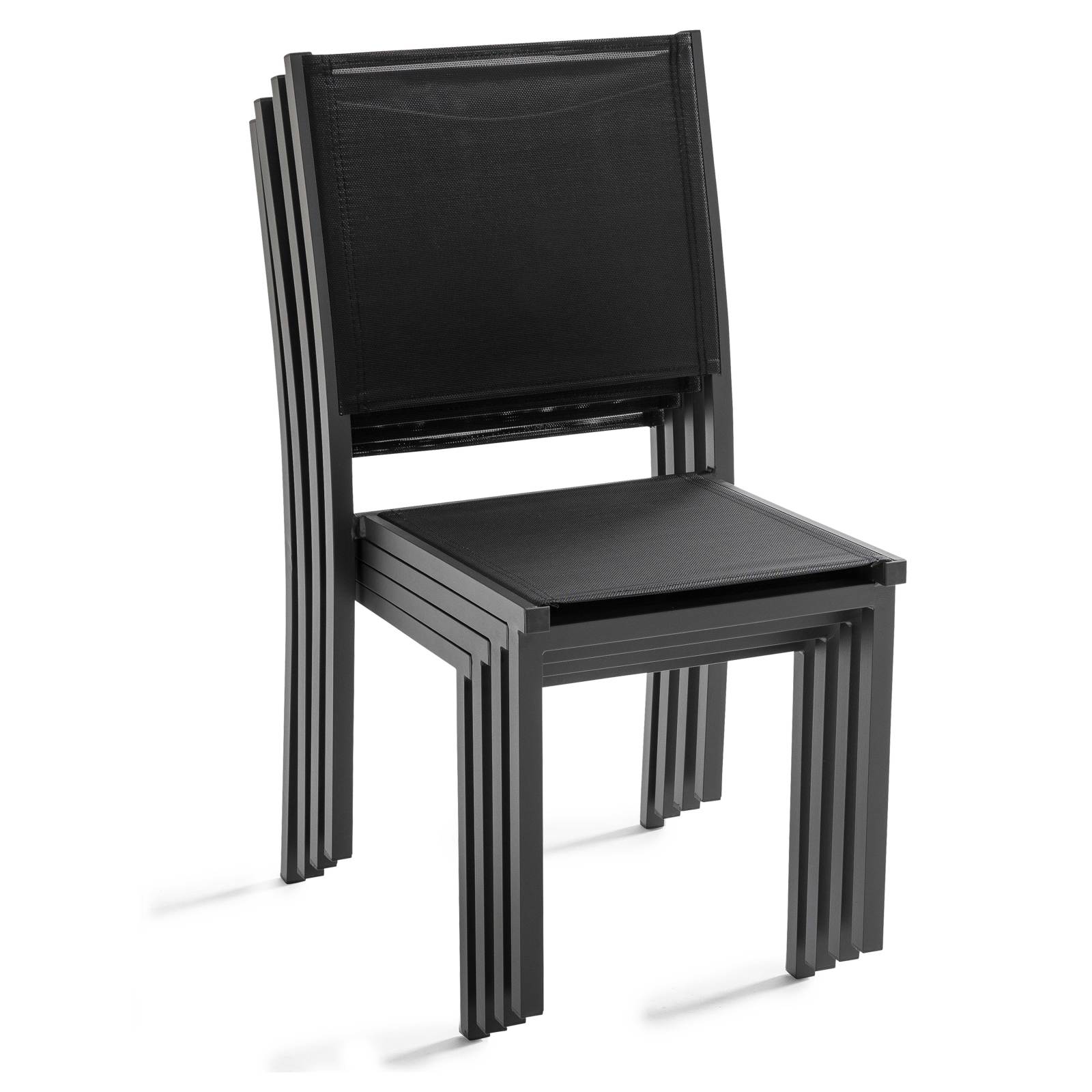 Table de jardin rectangulaire extensible  en aluminium avec 6 chaises et 2 chaises avec accoudoirs