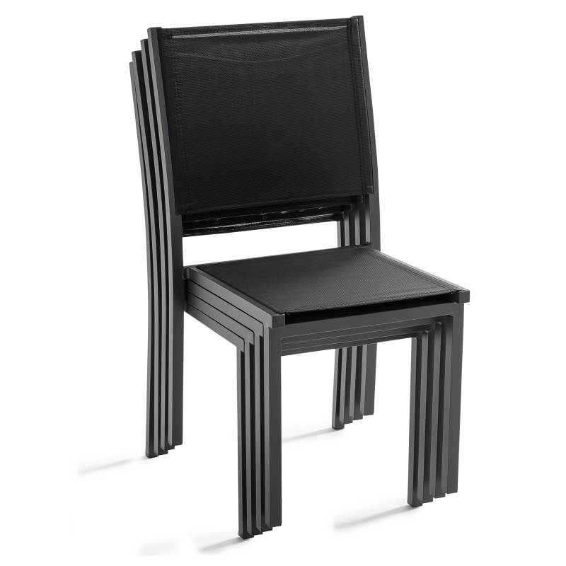 Table de jardin rectangulaire extensible  en aluminium avec 6 chaises et 2 chaises avec accoudoirs