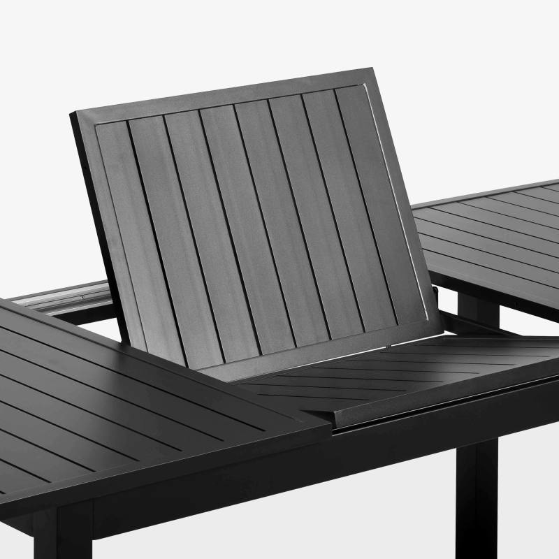 Table de jardin rectangulaire extensible en aluminium avec 6 chaises et 2 chaises avec accoudoirs