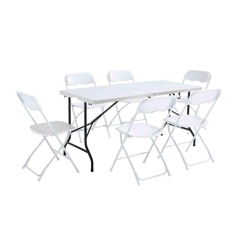 Table 162 cm et 6 chaises pliantes