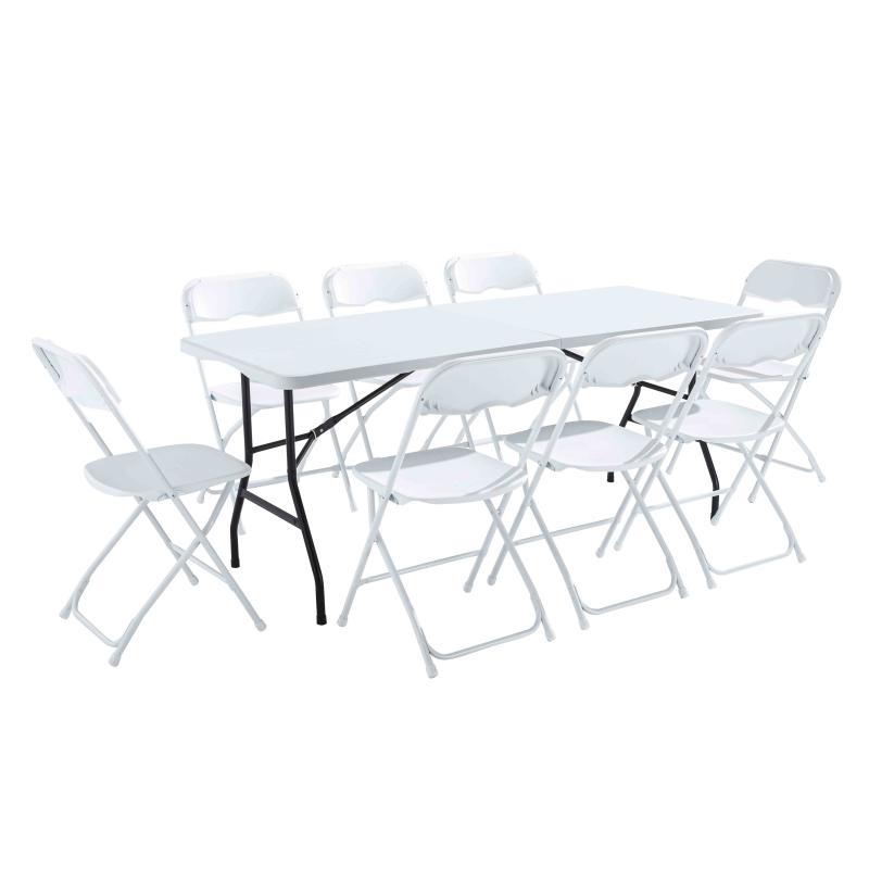 Ensemble table et chaises pliantes de jardin 180cm
