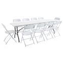 Ensemble table et 10 chaises pliantes de jardin 244cm