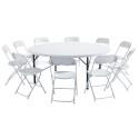 Ensemble table ronde et chaises pliantes 8 personnes