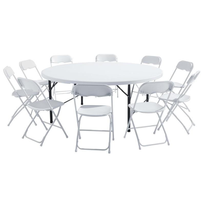 Ensemble table ronde et chaises pliantes 8 personnes