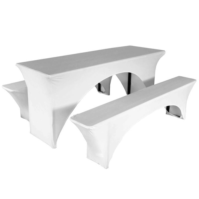 Nappe housse pour ensemble table et bancs pique nique Blanc