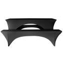 Nappe housse de table et bancs pliants en bois 8 places noire