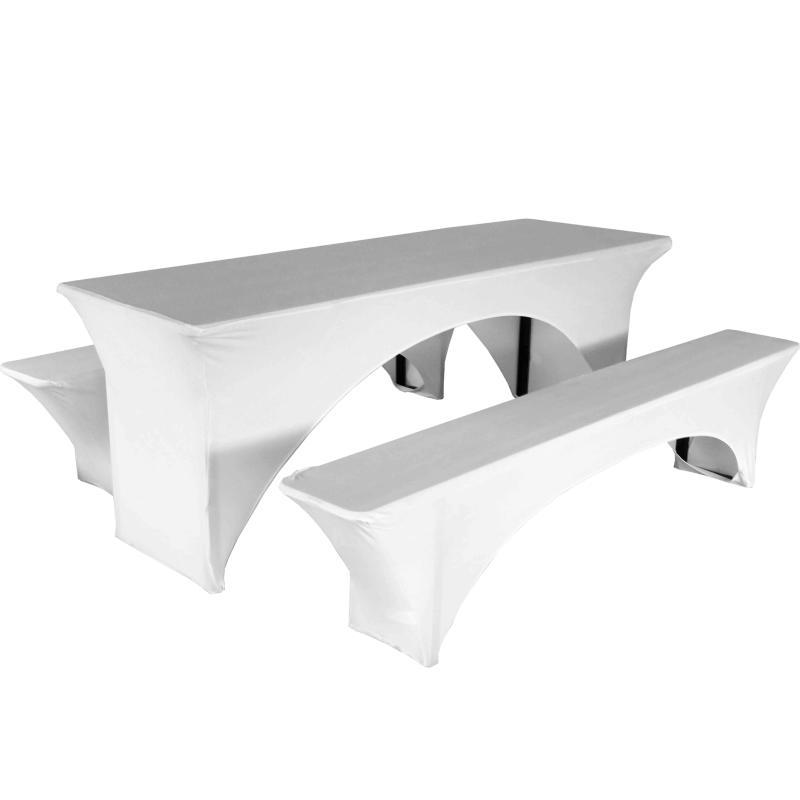 Housse nappe pour ensemble table et bancs brasseur Blanc