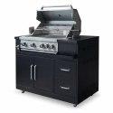 Cuisine d’extérieur angle acier 7 éléments dont 3 modules de cuisson et évier