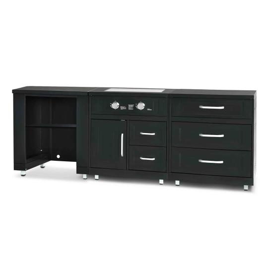 Cuisine extérieure en métal avec gazinière et rangements - 3 modules | Oviala