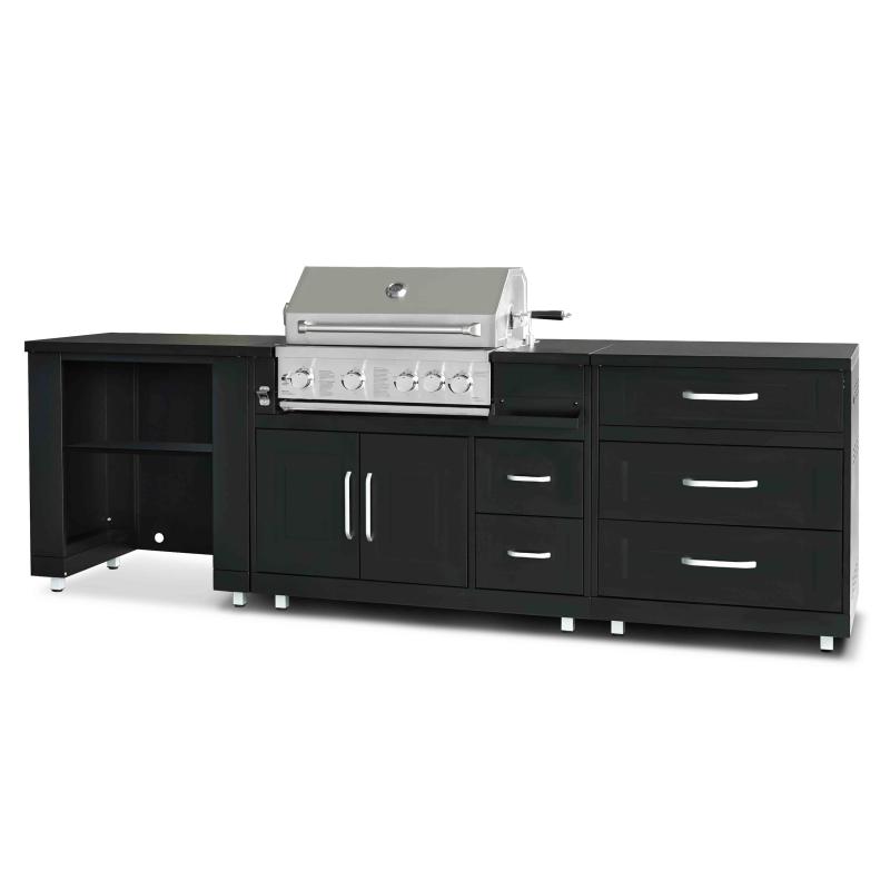 Cuisine d'extérieur acier 3 éléments avec barbecue