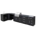 Cuisine d’extérieur d'angle 6 éléments avec évier et 2 modules de cuisson