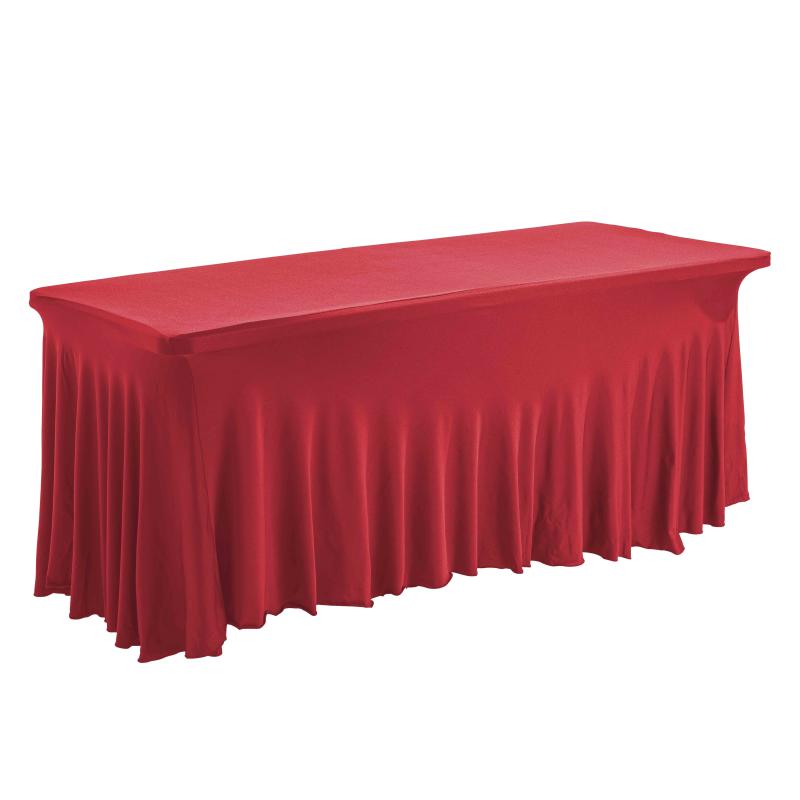 Housse nappe rouge 180 cm pour table de réception buffet traiteur