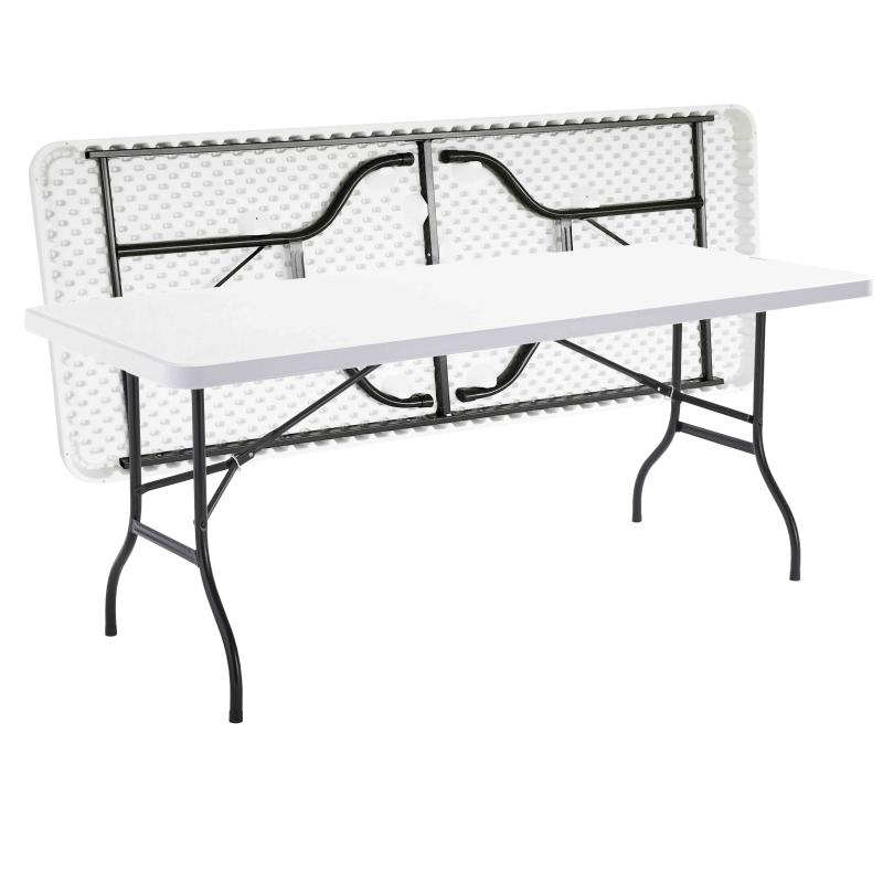 Table de jardin pliante 180cm 8 places buffet traiteur extérieure - Blanc - 180cm x 74cm x 75cm