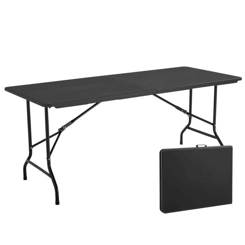 5 Tables pliantes de camping 180cm 8 places noire - 180cm x 74cm x 75cm