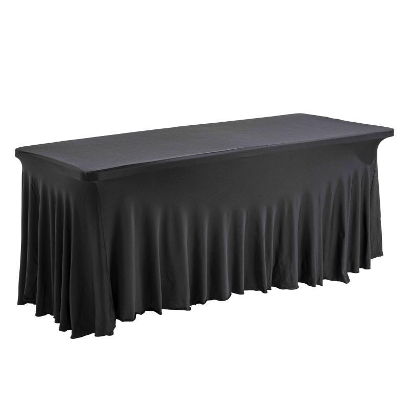 Table pliante 8 places et nappe drapée noire
