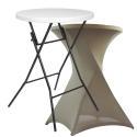 Table haute bar pliante + housse nappe gris sable