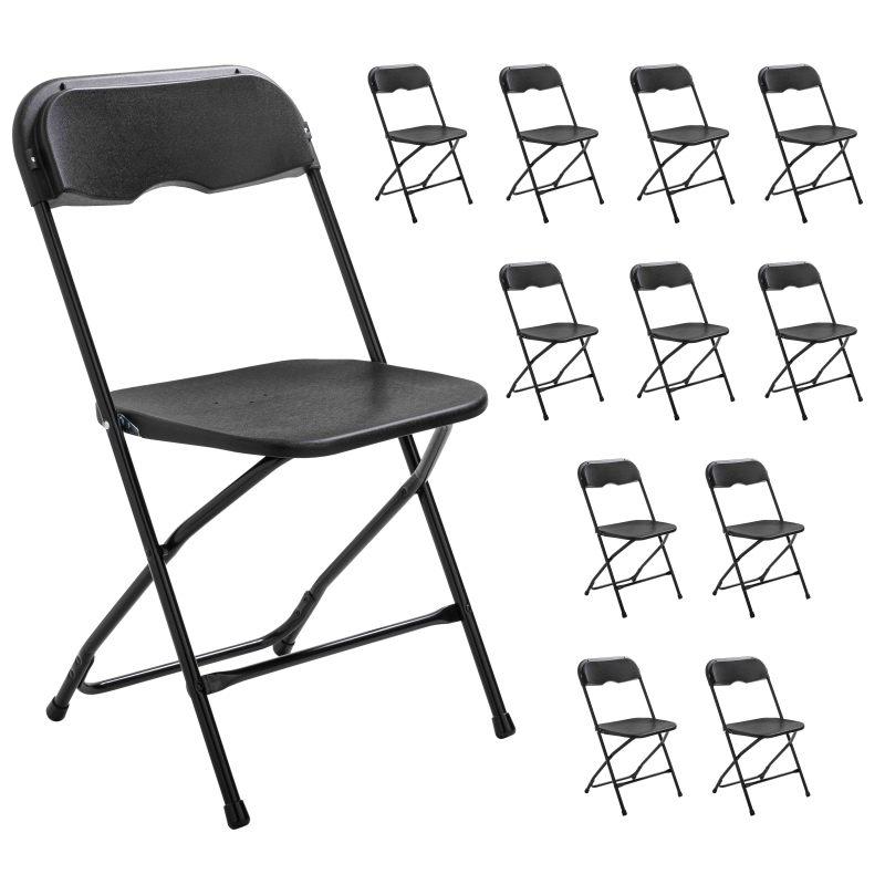 Ensemble de 12 chaises pliantes noires réception jardin