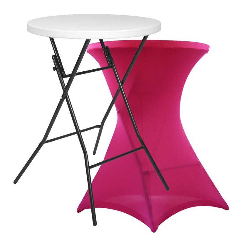 Table haute mange debout + housse rose