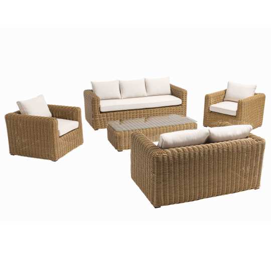 Salon de jardin bas 7 places en résine tressée | Oviala