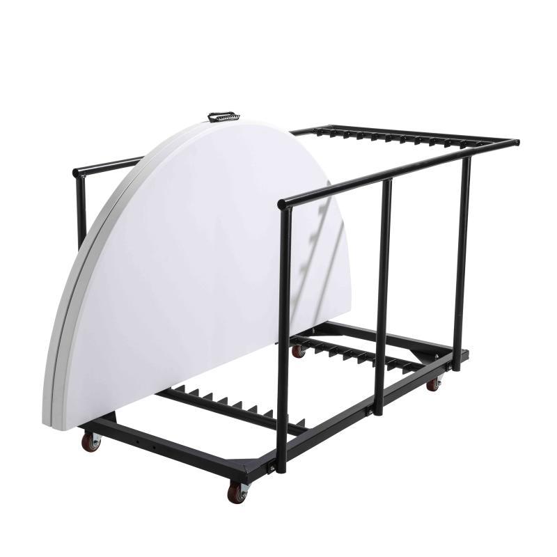 6 tables pliantes ronde 180 cm et chariot de transport