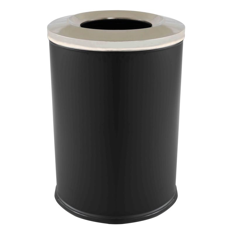 Poubelle ronde en acier noir mat 240 L