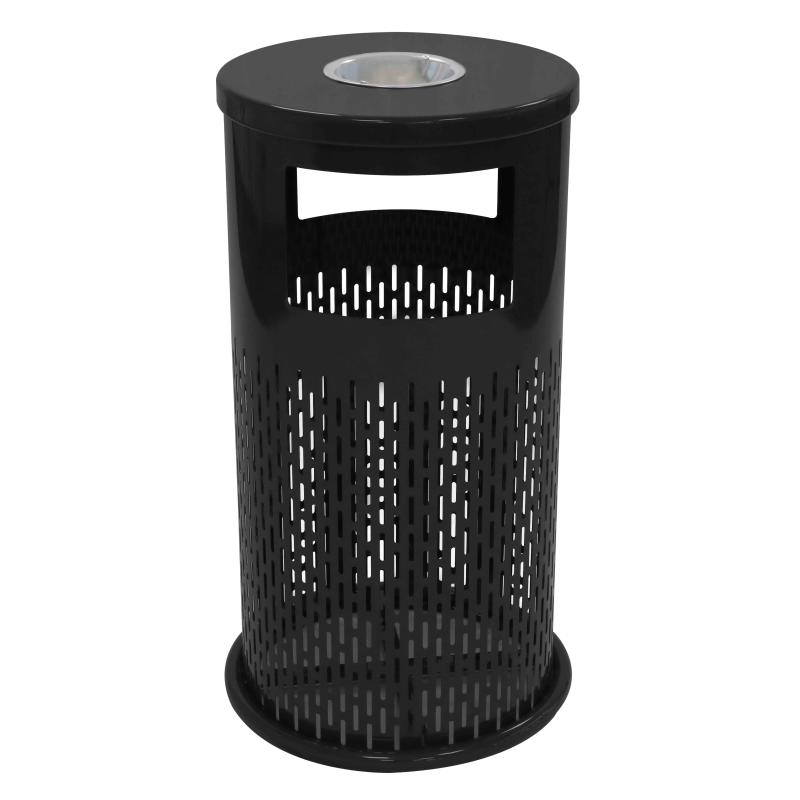 Poubelle d'extérieur noire 30 L + cendrier