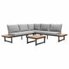 Salon de jardin bas d\'angle 6 places en aluminium et bois FSC®