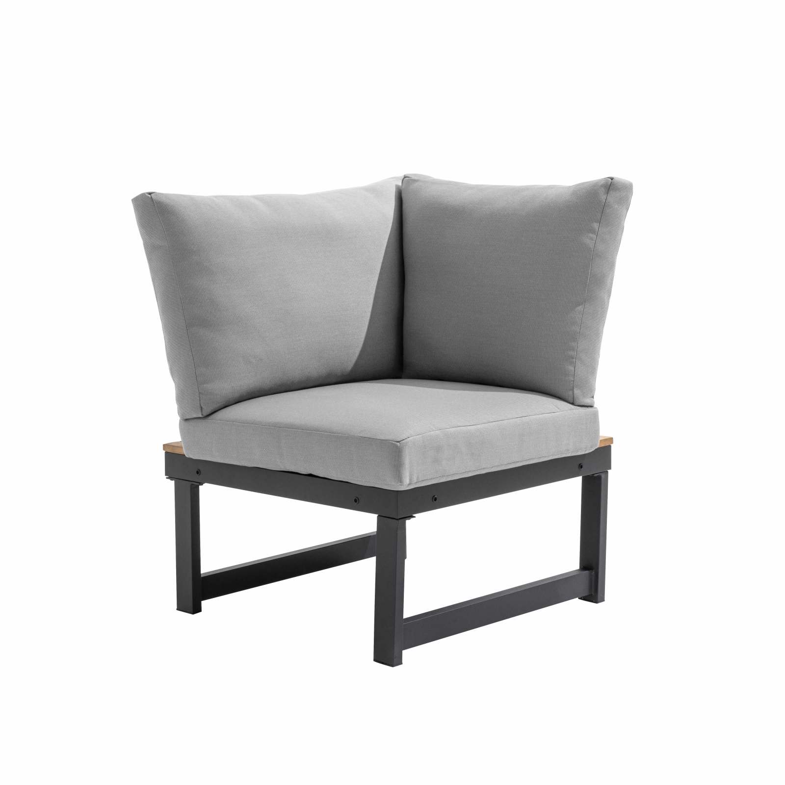 Salon de jardin bas d'angle 6 places en aluminium et bois