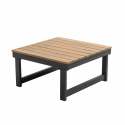 Salon de jardin bas d'angle 6 places en aluminium et bois